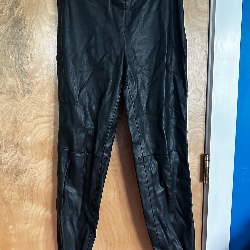 Black Cropped Leather Pants